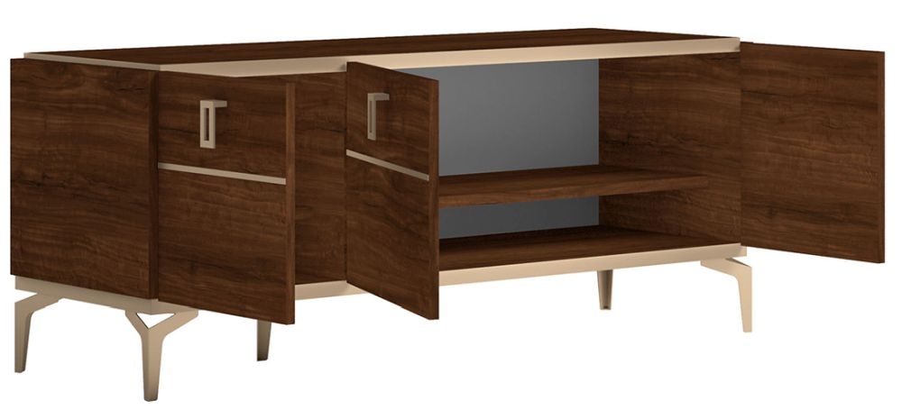 Product photograph of Status Eva Day Walnut Brown Italian 3 Door Tv Unit from Choice Furniture Superstore.